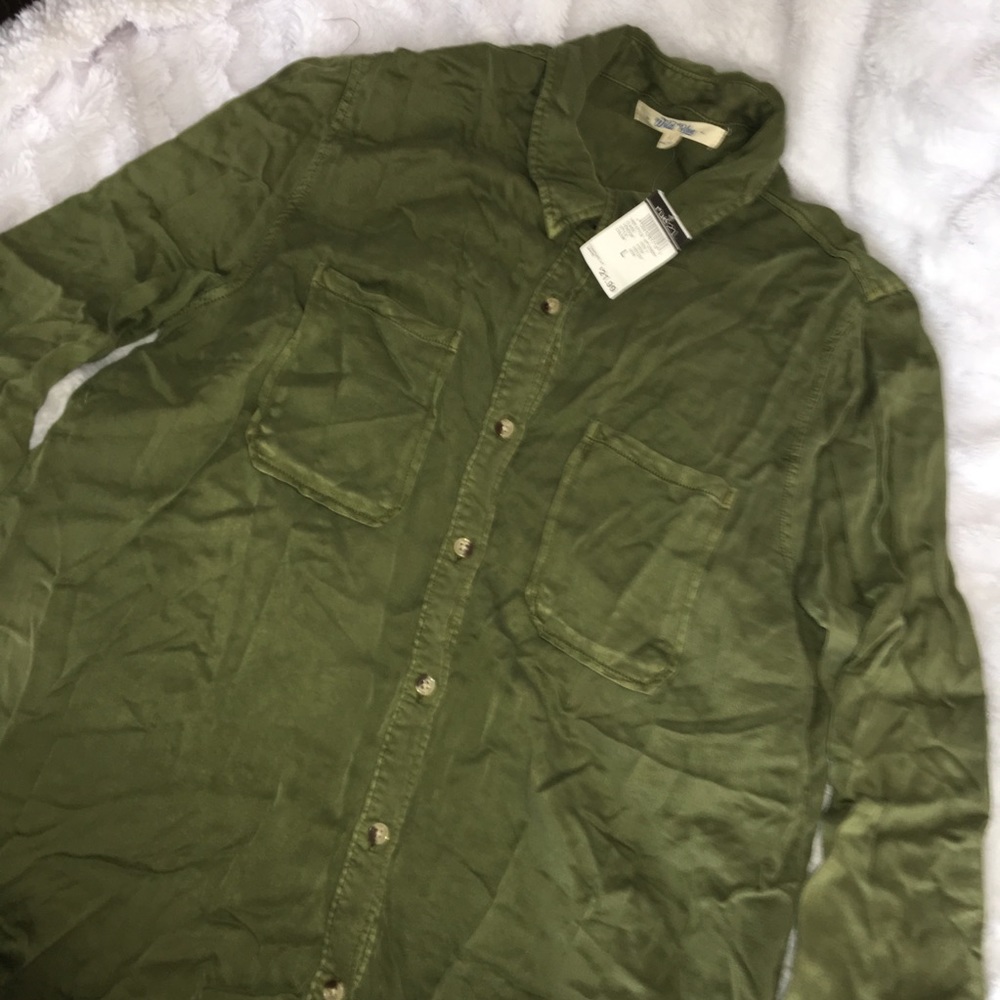 Olive Green Long Sleeve Button Up Shirt